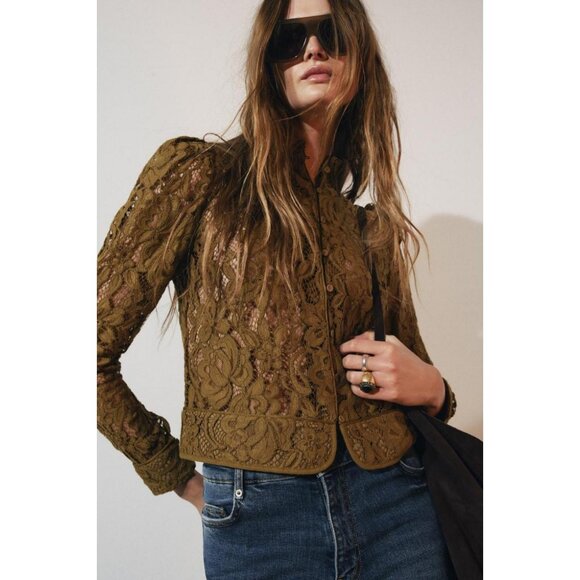 ZARA ZW COLLECTION LACE JACKET WITH PUFF SLEEVES - Picture 1 of 7